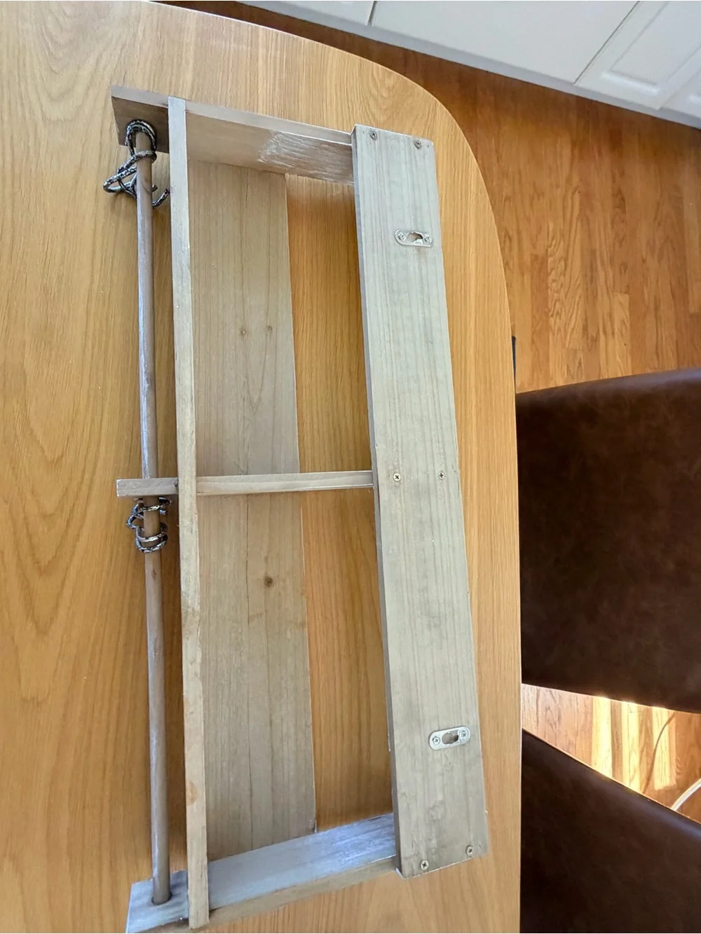wooden book rack with hooks
